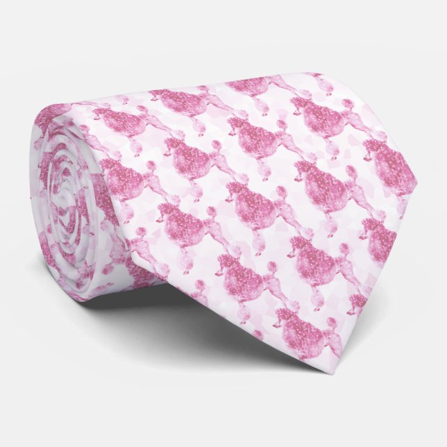 Pink Posh Poodle Tie (Rolled)