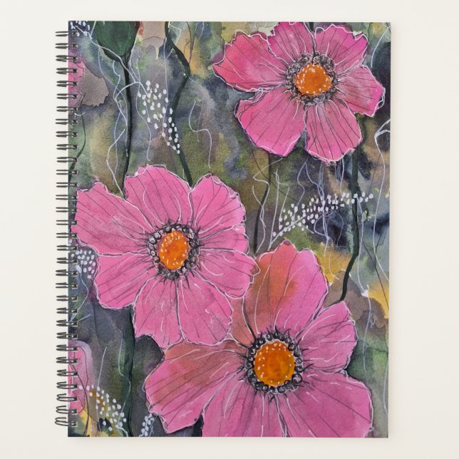 Pink Posies Notebook Planner (Front)