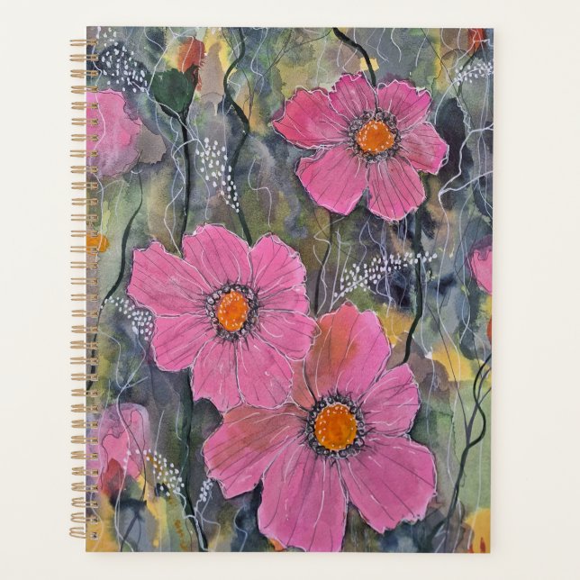 Pink Posies Notebook Planner (Front)