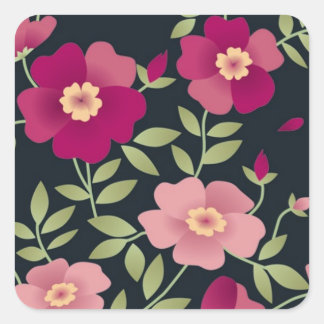 Pink Posies on Black - Sticker