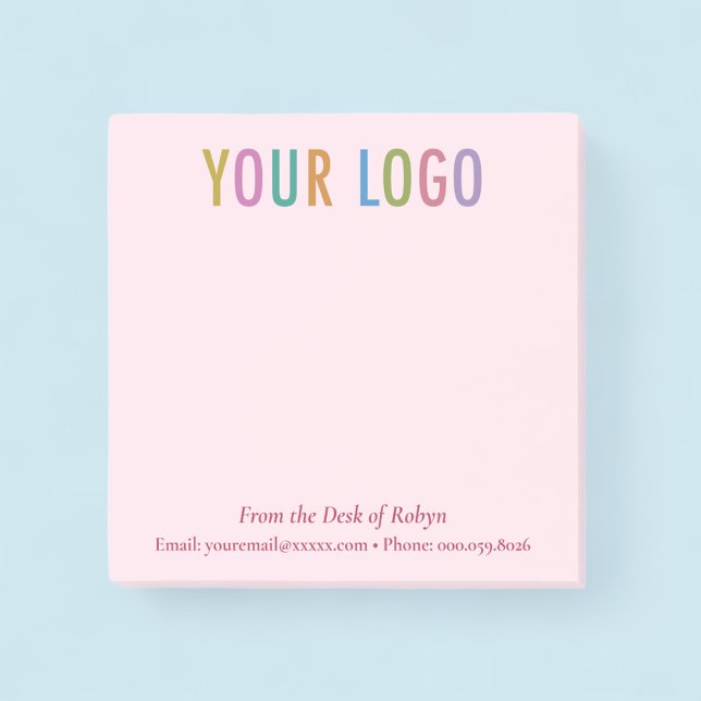 Pink Post-it® Notes Business Logo From the Desk Of (MISOOK 3x3 Pink Post it Notes with Logo)
