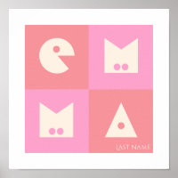 Pink Poster nursery wall art decor 4 letter name