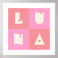 Pink Poster nursery wall art decor LUNA name
