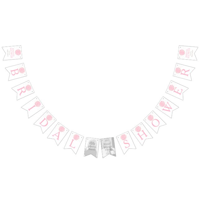 Pink posy bridal shower photo bunting flags (All)