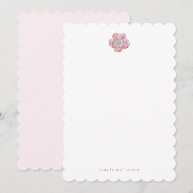 Pink Posy Scalloped Personalised Card (Front/Back)