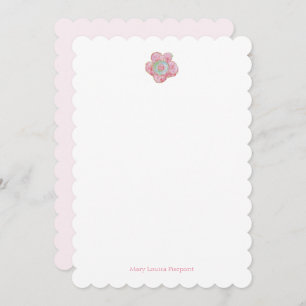 Pink Posy Scalloped Personalised Card