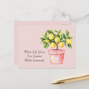 Pink Pot Yellow Make Lemonade Postcard