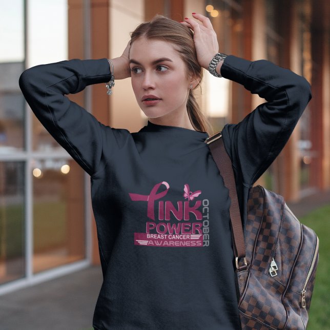 Pink Power-Breast Cancer Awareness Design Sweatshirt (Creator Uploaded)