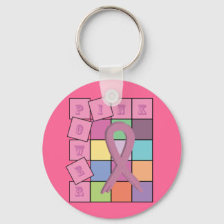 Pink Power Breast Cancer Awareness Ribbon Keychain