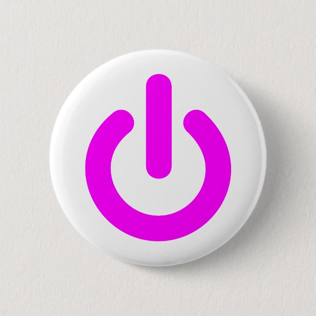 Pink Power On Switch 6 Cm Round Badge (Front)