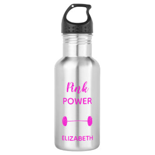 Pink power typography with a weight bar name 532 ml water bottle