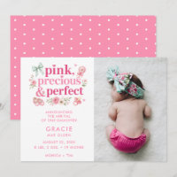 Pink Precious Modern Baby Girl Photo Birth