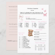 Pink Predictions and advice game for Baptism