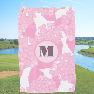 Pink preppy floral personalised monogram ladies golf towel