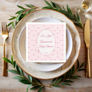 Pink preppy hand drawn baby shower monogrammed napkin