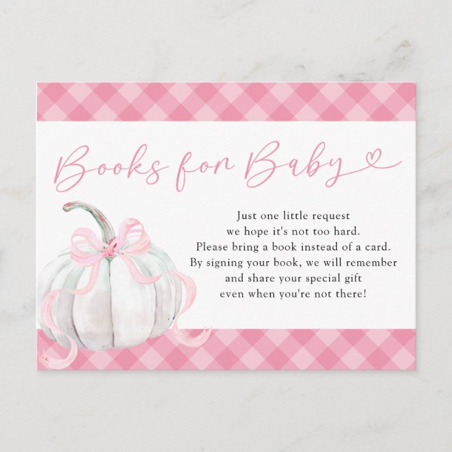 Pink Preppy Pumpkin Books for Baby Invitation Postcard (Front)
