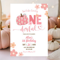 Pink Preppy Pumpkin Daisy Onederful 1st Birthday