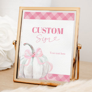 Pink Preppy Pumpkin Girl 1st Birthday Custom Sign