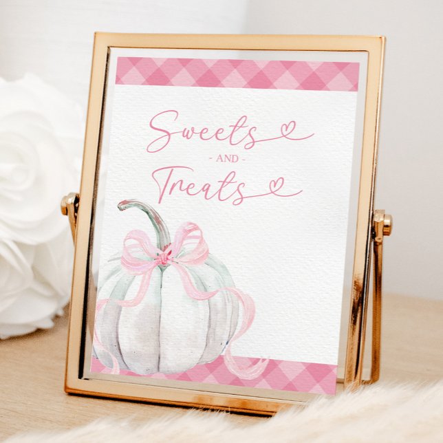 Pink Preppy Pumpkin Girl Birthday Sweet and Treats Poster (Creator Uploaded)