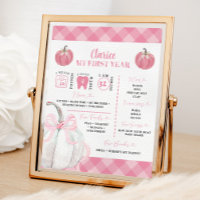Pink Preppy Pumpkin Girl's First Birthday Sign