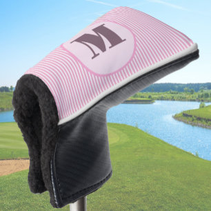 Pink preppy stripe personalized monogram ladies golf head cover