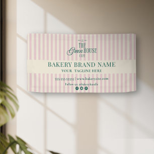 Pink Preppy Stripes Bakery Logo Event Display Banner