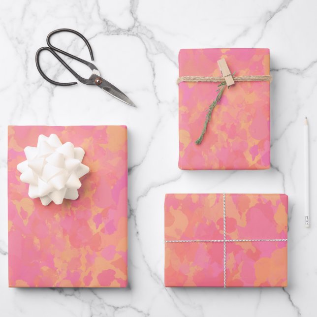 Pink Prerogative Painted Abstract Pattern Wrapping Paper Sheet (Front)