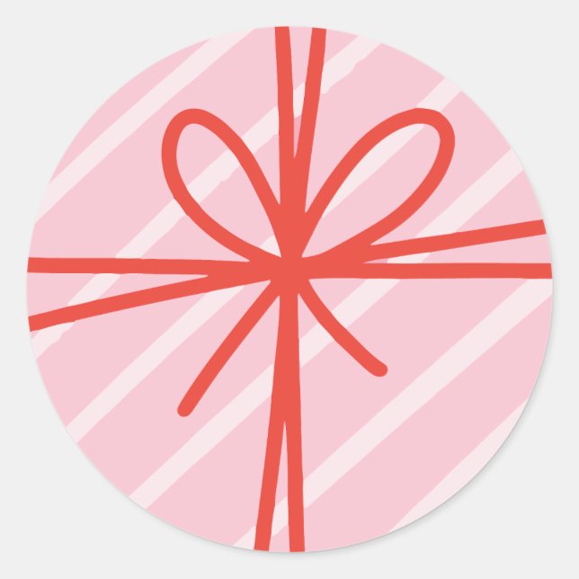 Pink Present Circle Sticker  (Front)