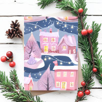 Pink Pretty Christmas Town | Watercolor Girly