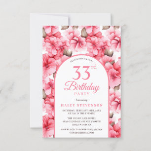 Pink Pretty Garden Floral Arch Chic 33rd Birthday Invitation