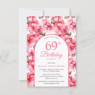 Pink Pretty Garden Floral Arch Chic 69th Birthday Invitation