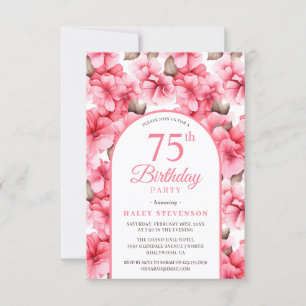 Pink Pretty Garden Floral Arch Chic 75th Birthday Invitation