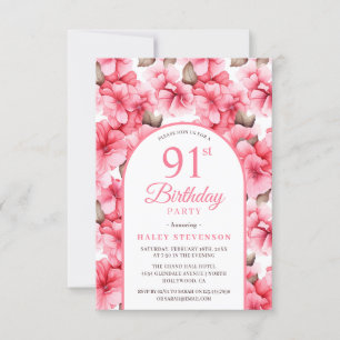 Pink Pretty Garden Floral Arch Chic 91st Birthday Invitation