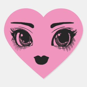 Pink Pretty Heart Face Art Sticker