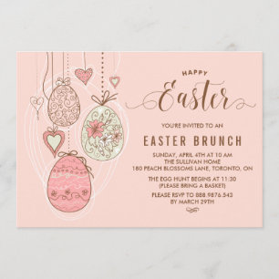 Pink Pretty Ornaments   Easter Brunch and Egg Hunt Invitation