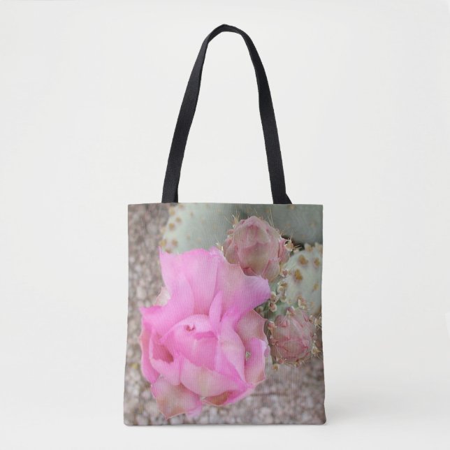 Pink Prickly Pear Bloom Tote Bag (Front)