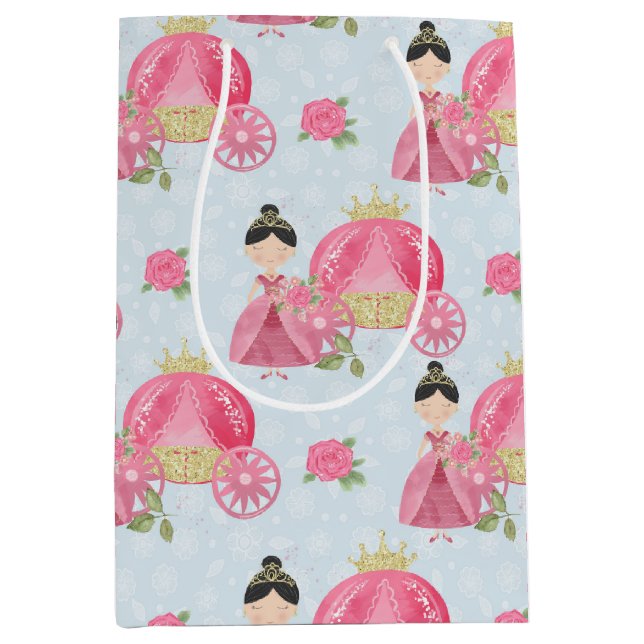 Pink Princess and Chariot Medium Gift Bag (Front)