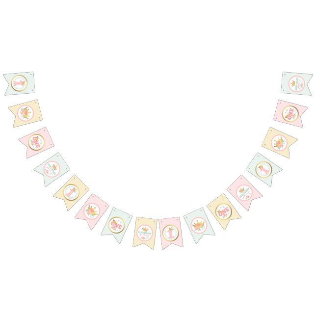 Pink Princess Baby Girl First Birthday Party Decor Bunting (All)