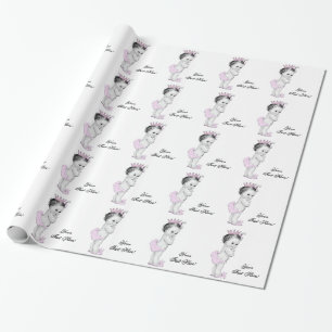 Pink Princess Baby Girl Shower Wrapping Paper