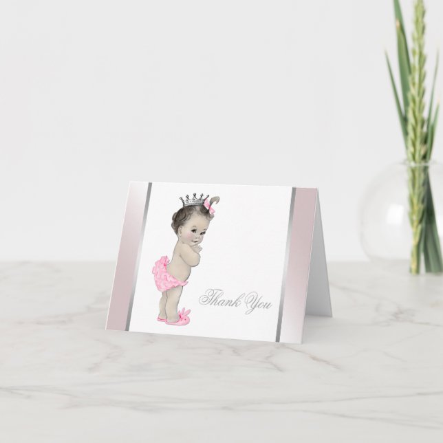 Pink Princess Baby Girl Thank You Card (Front)