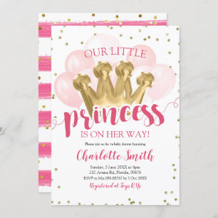 Pink Princess Baby Shower Birthday Invitation