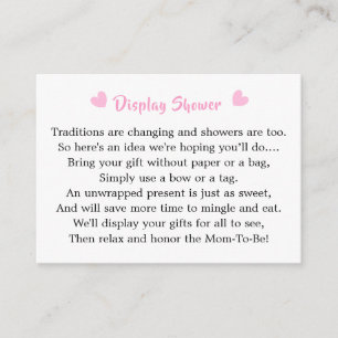 Pink Princess Baby Shower Display Enclosure Card