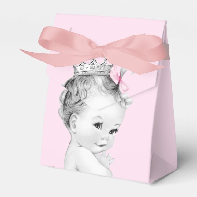 Pink Princess Baby Shower Favour Boxes (Front Side)