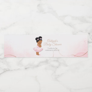 Pink princess ballerina baby shower water bottle label