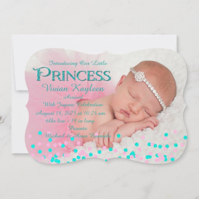 Pink Princess Birth Announcements (Front)