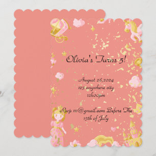 pink princess birthday invitation