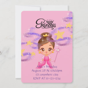 pink princess birthday invitation