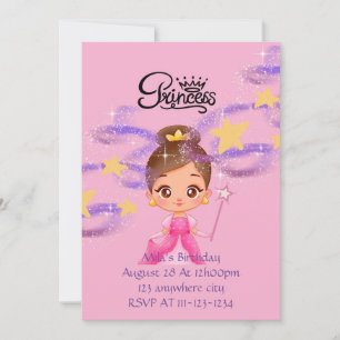 pink princess birthday invitation
