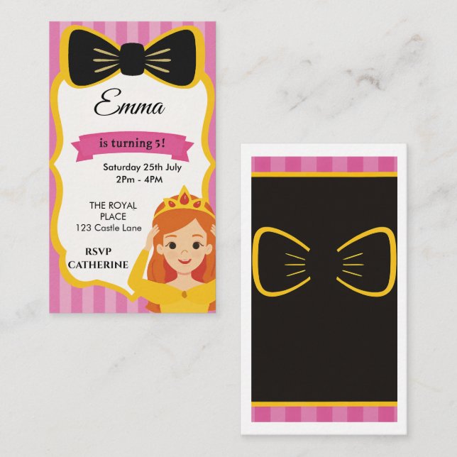 Pink Princess Birthday Invite | zazzlemade (Front/Back)