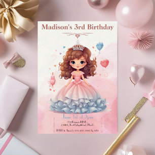 Pink Princess Birthday Party Invitation